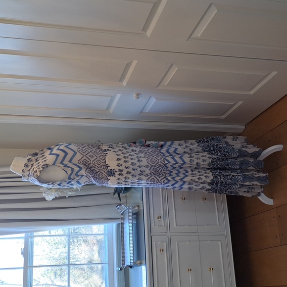 ALICIA BELL Womens Silk/Cotton Blend Maxi Dress Ruffle Cap Sleeves Lined‎ SM - Picture 6 of 9